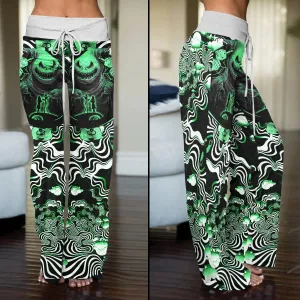 Green Nightmare Art Effect Women's High-waisted Wide Leg Pants