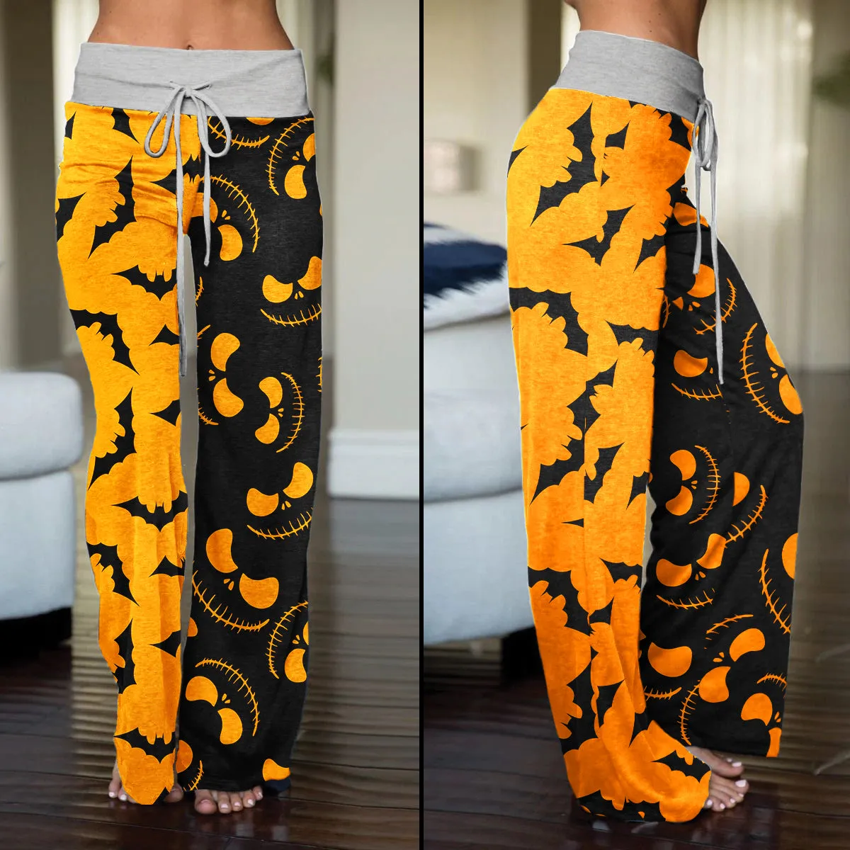 Halloween Bat Nightmare Women's High-waisted Wide Leg Pants