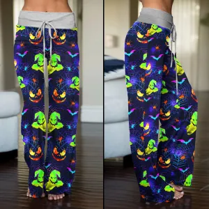 Halloween Boo Nigthmare Art Women's High-waisted Wide Leg Pants