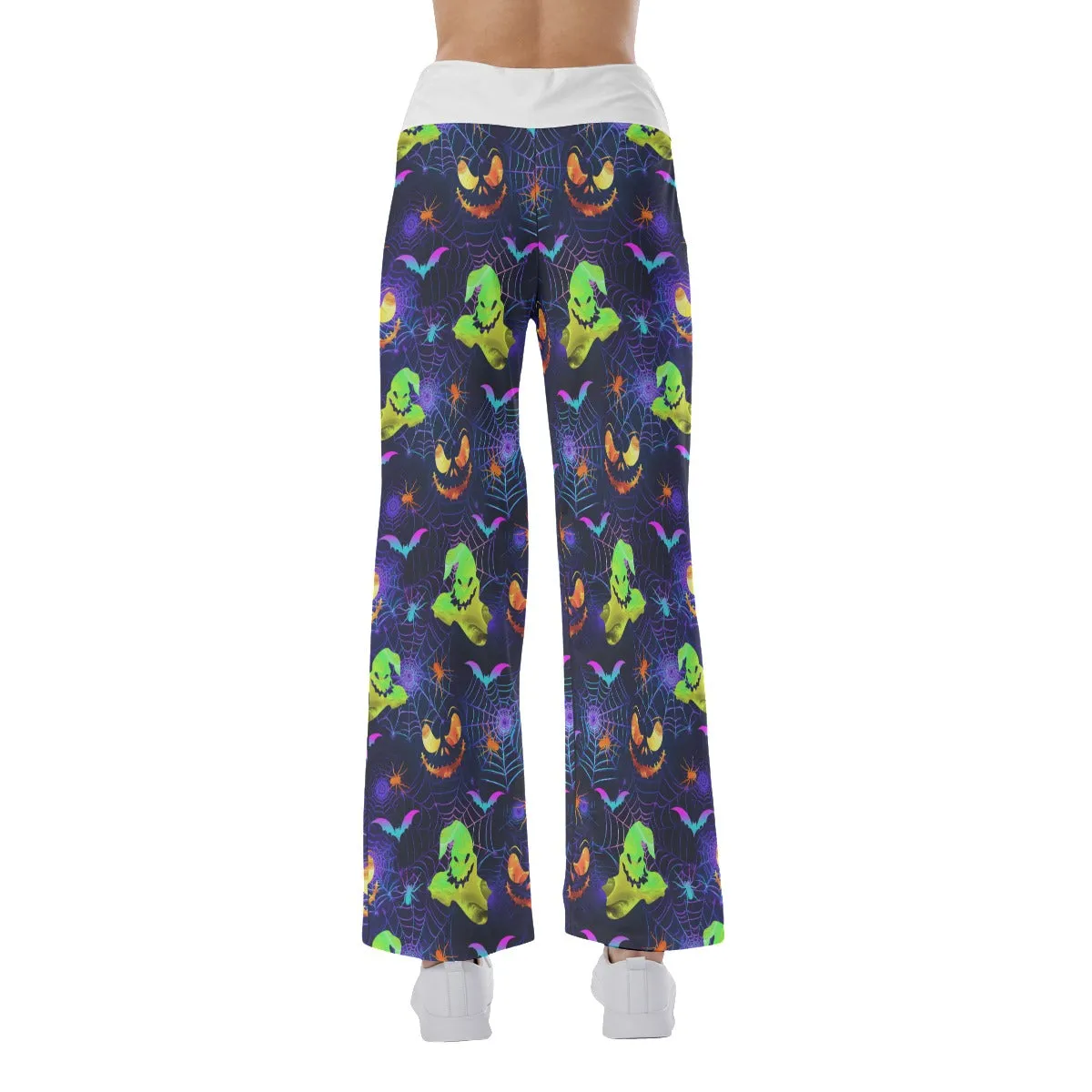Halloween Boo Nigthmare Art Women's High-waisted Wide Leg Pants