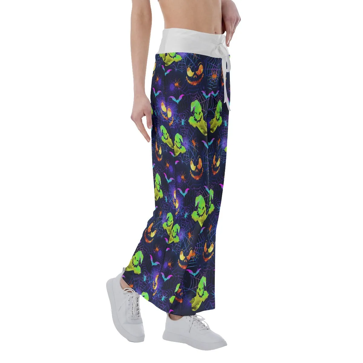 Halloween Boo Nigthmare Art Women's High-waisted Wide Leg Pants