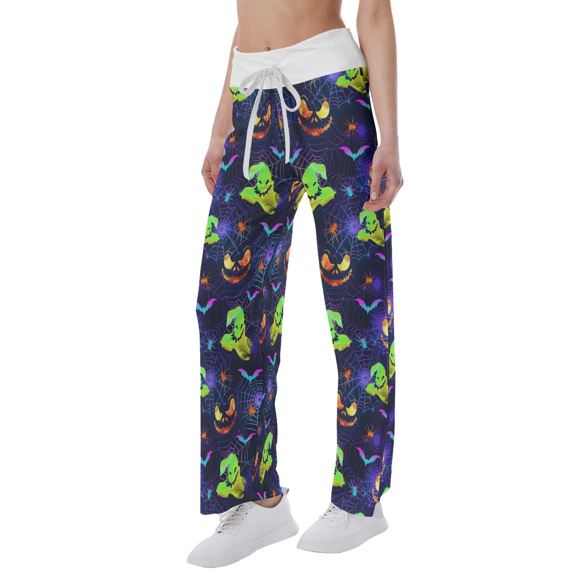 Halloween Boo Nigthmare Art Women's High-waisted Wide Leg Pants