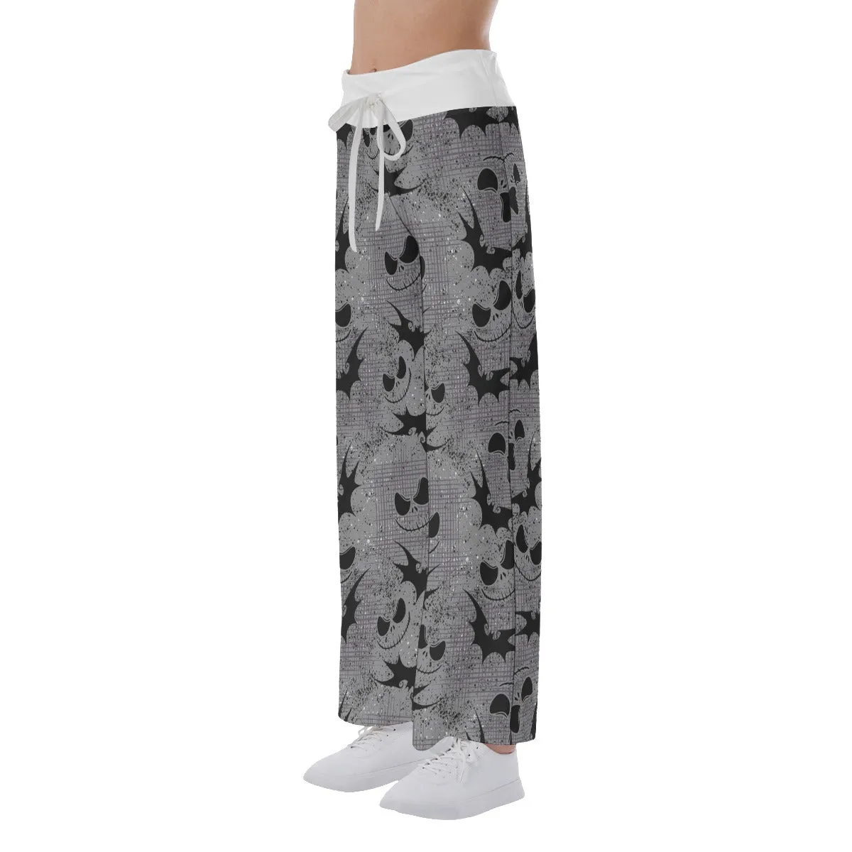 Halloween Grey Nightmare Bat Women's High-waisted Wide Leg Pants