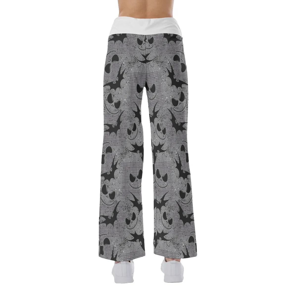 Halloween Grey Nightmare Bat Women's High-waisted Wide Leg Pants