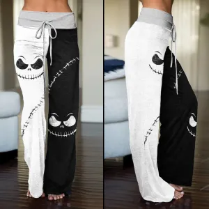 Halloween Scary Face Women's High-waisted Wide Leg Pants