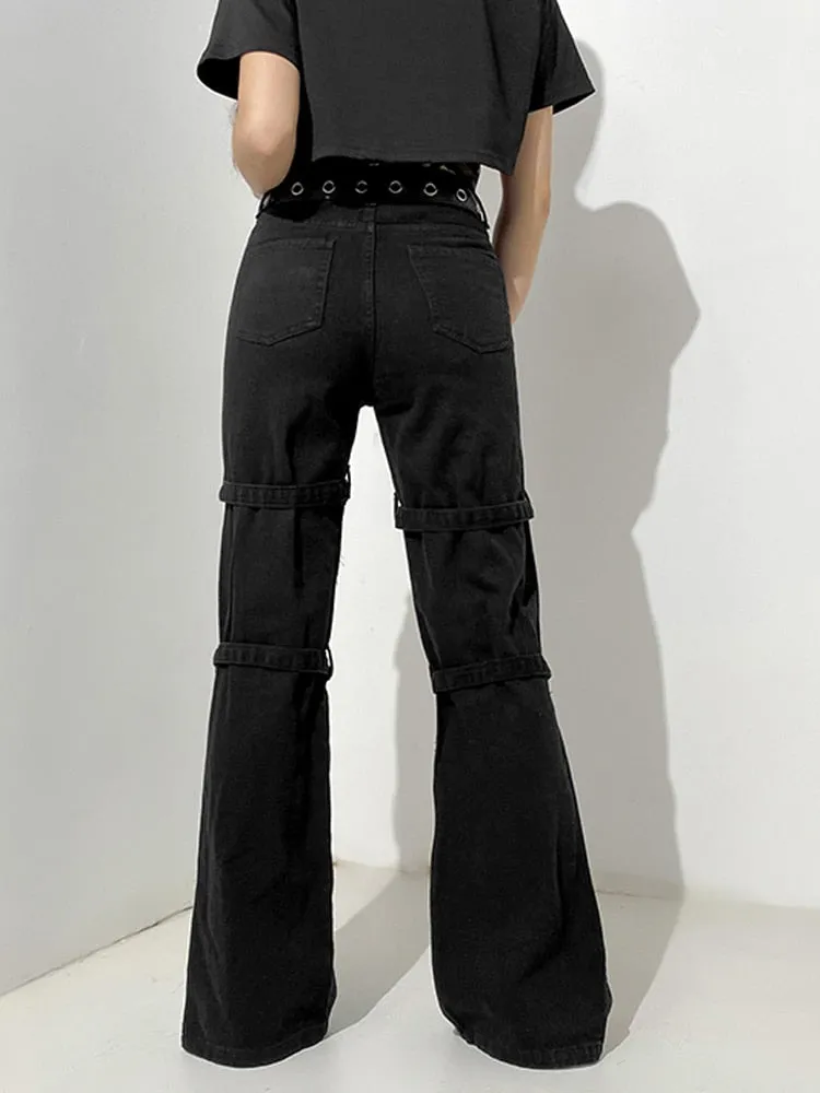 HEYounGIRL Black Harajuku Mall Goth Cargo Pants Capri Casual Print Low Waist Jeans Women Hip Hop Punk Casual Trousers Ladies
