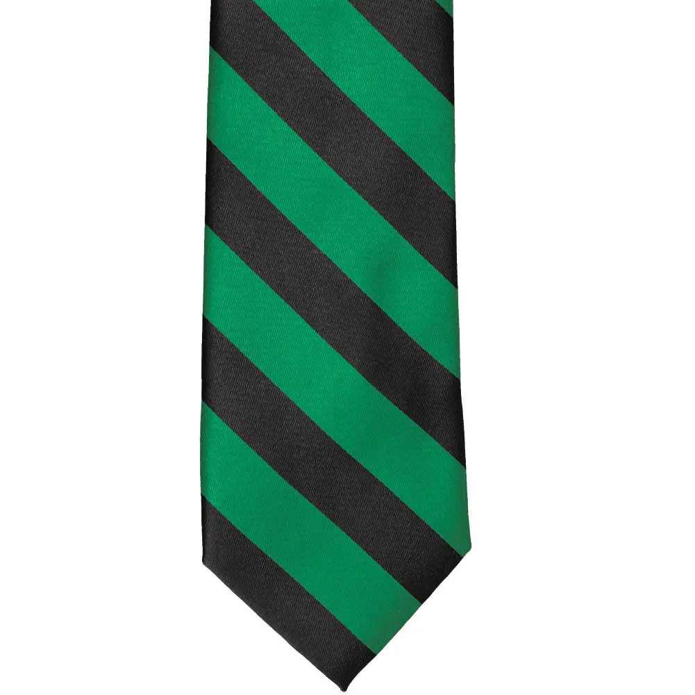 Kelly Green and Black Striped Tie