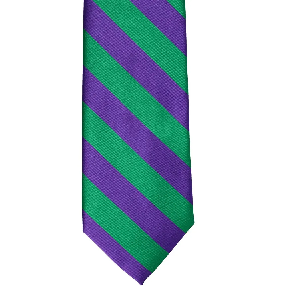 Kelly Green and Purple Striped Tie