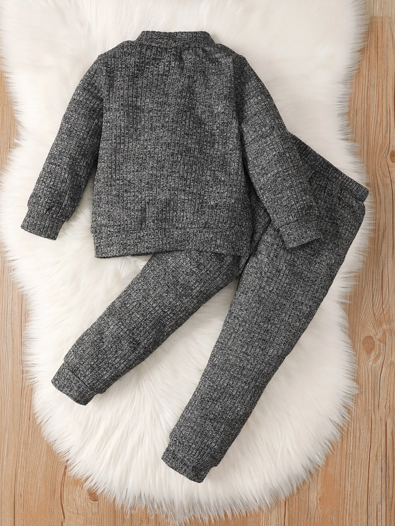 Kids Boys High Collar Top Warm Pants 2 PCS Set