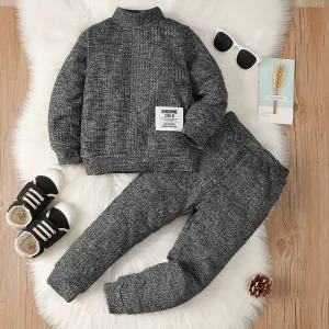 Kids Boys High Collar Top Warm Pants 2 PCS Set