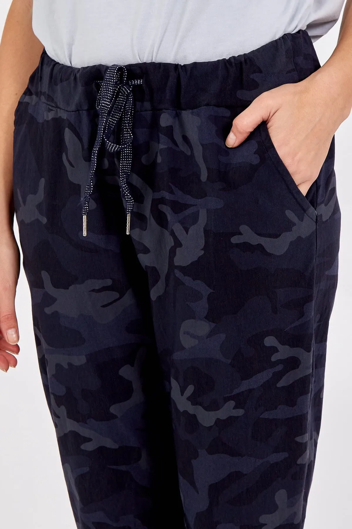 Ladies Italian Camouflage Army Print Trouser Magic Joggers Pant 8-22