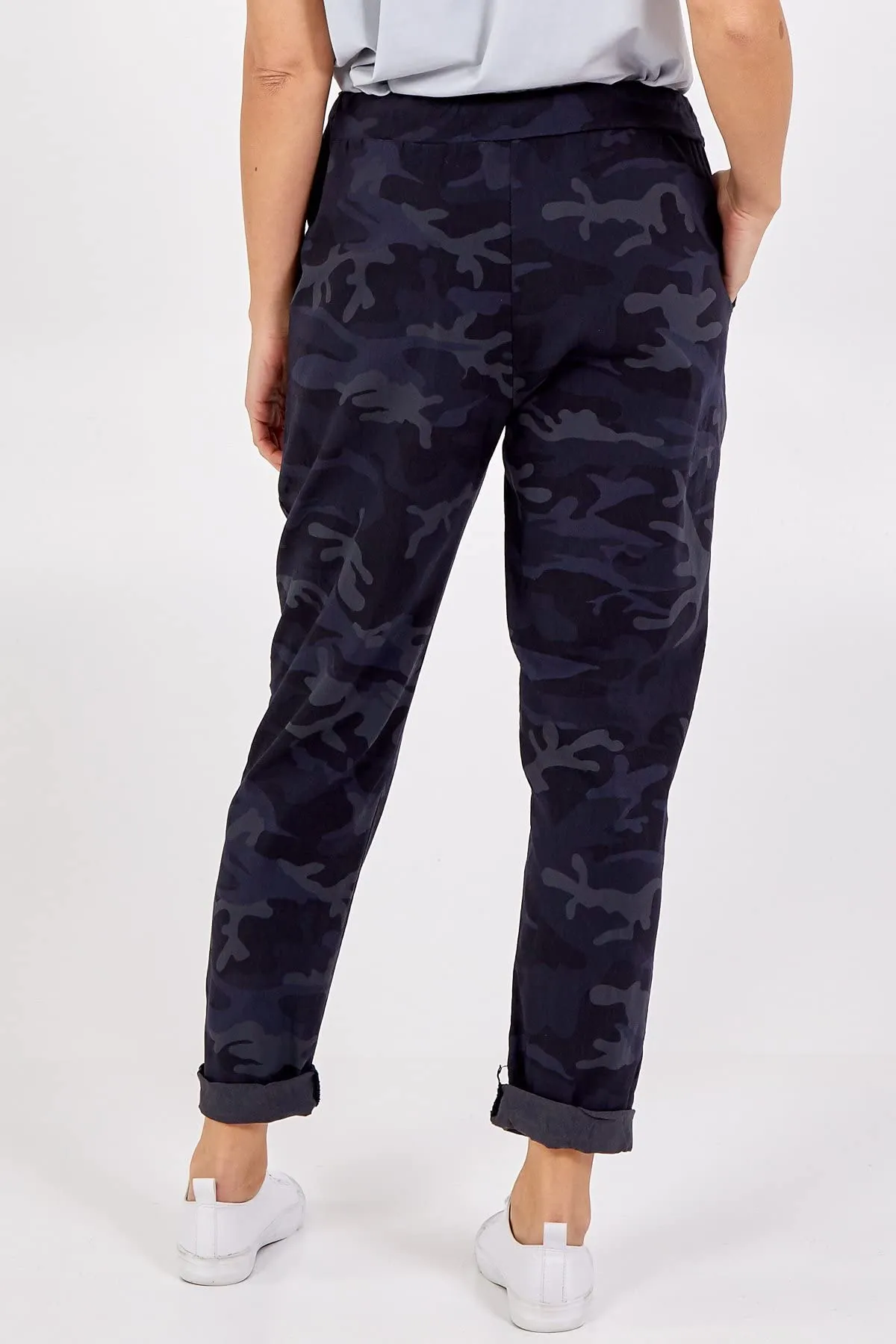 Ladies Italian Camouflage Army Print Trouser Magic Joggers Pant 8-22