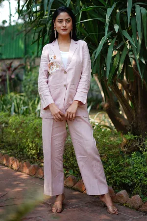 Light Pink Linen Straight Pants