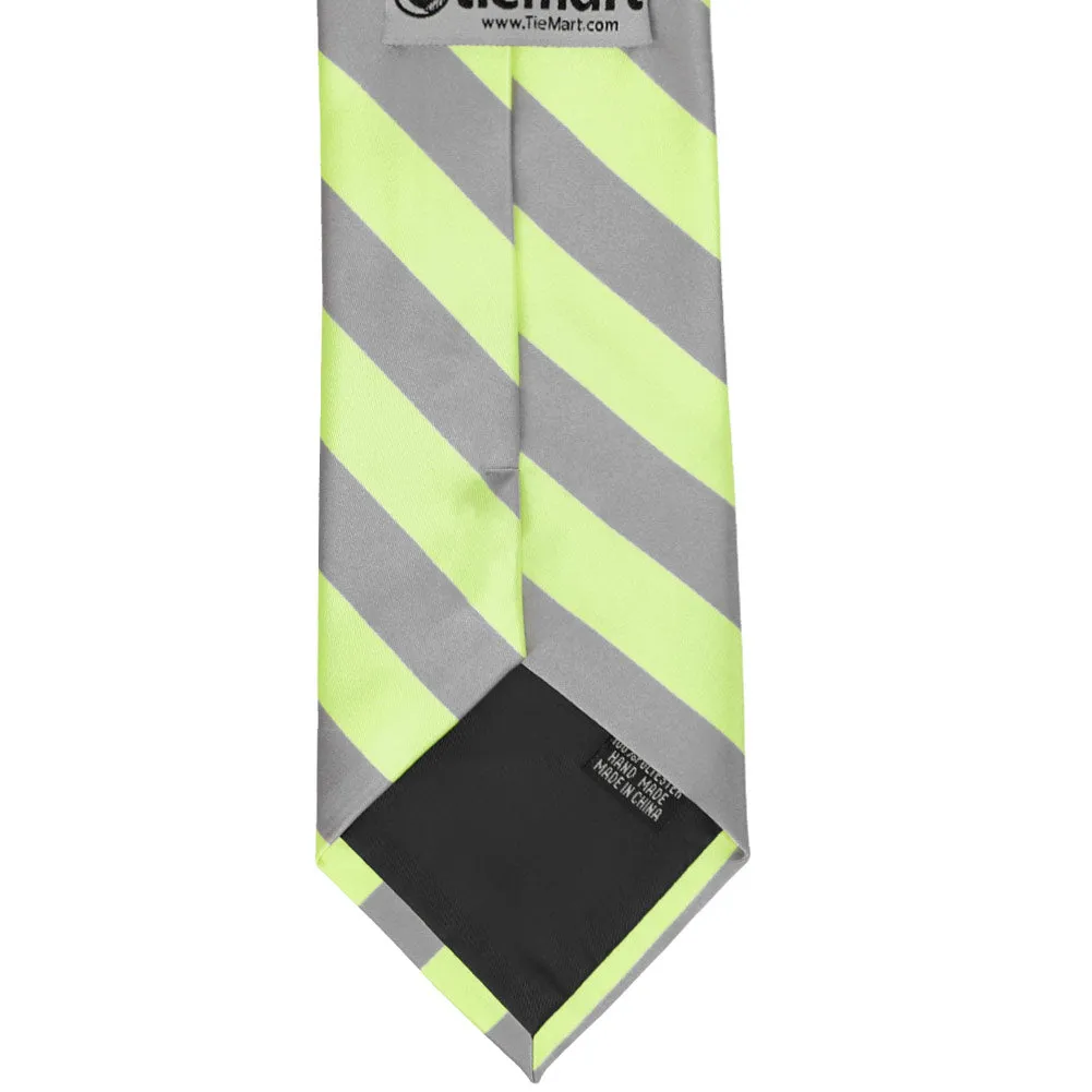 Lime Green and Gray Striped Tie