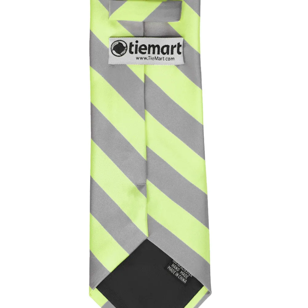 Lime Green and Gray Striped Tie