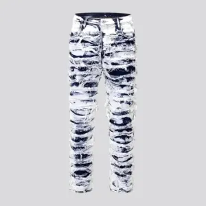 Mid rise distressed slim men's jeans