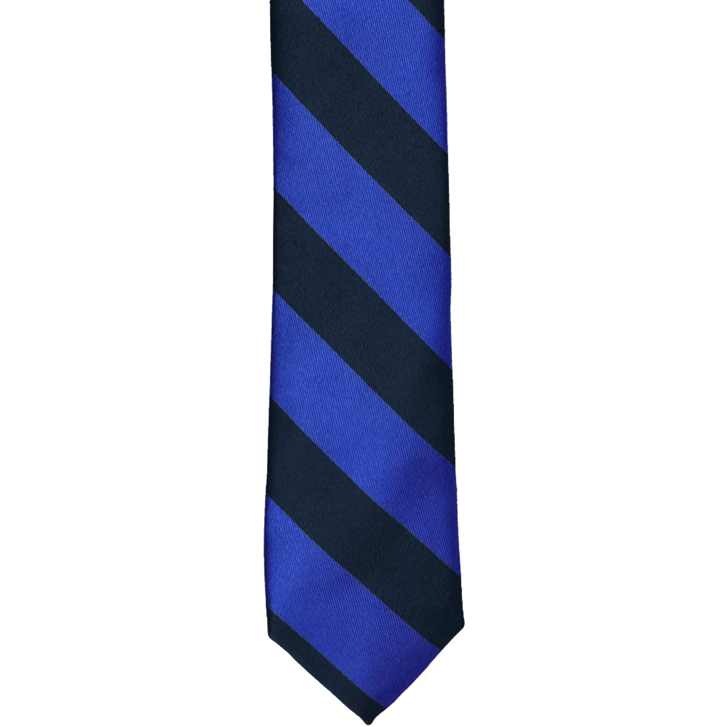 Navy Blue and Royal Blue Striped Skinny Tie, 2" Width