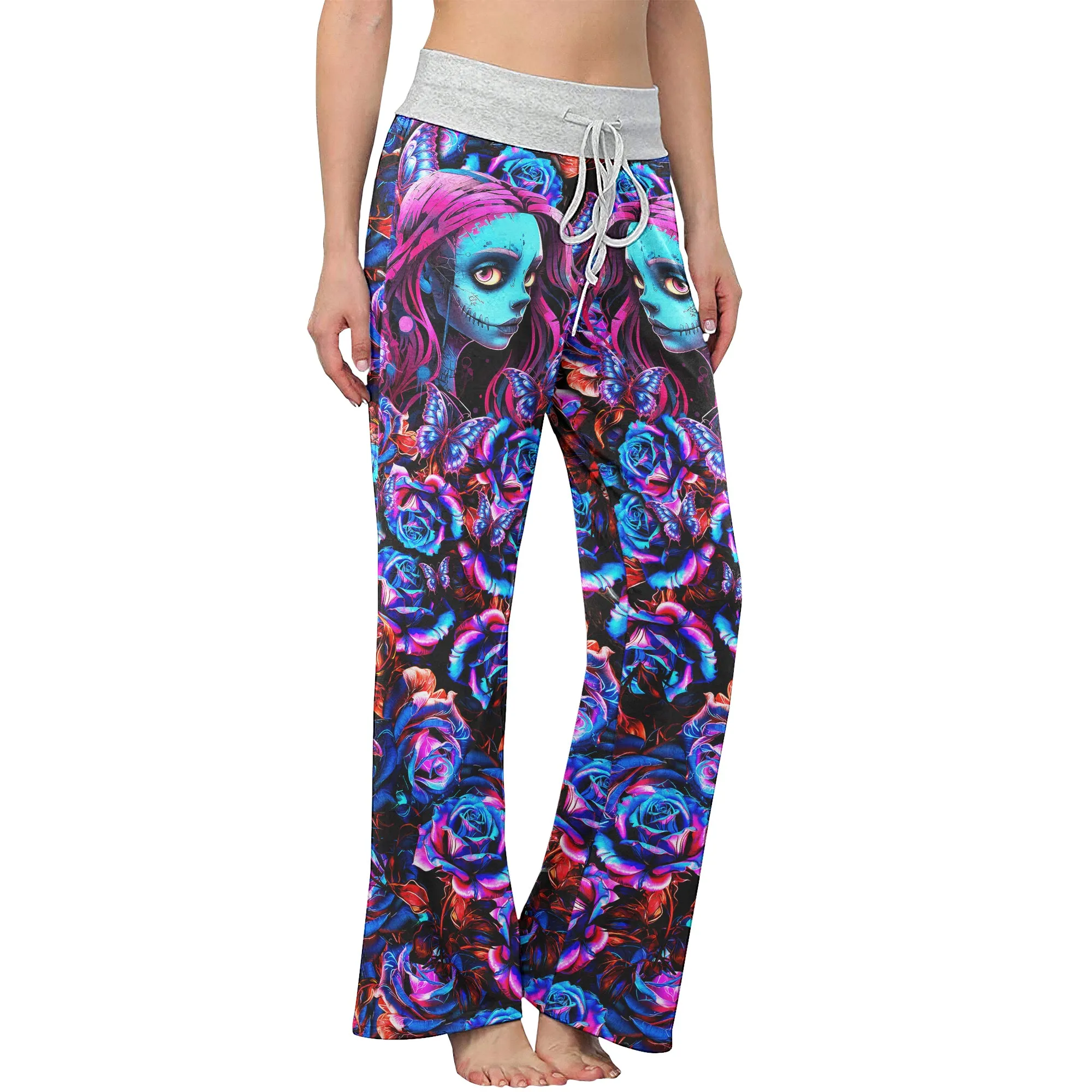 Nightmare Rose Art Women's High-waisted Wide Leg Pants