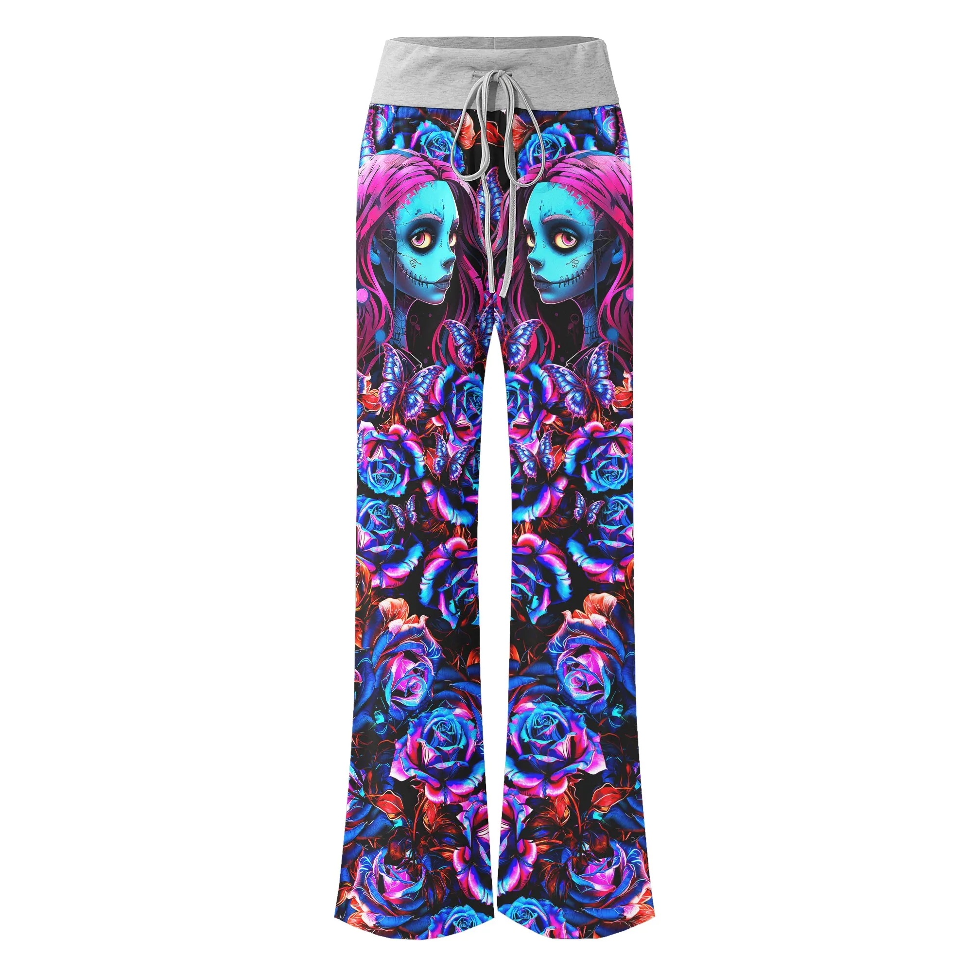 Nightmare Rose Art Women's High-waisted Wide Leg Pants