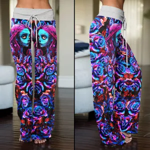 Nightmare Rose Art Women's High-waisted Wide Leg Pants