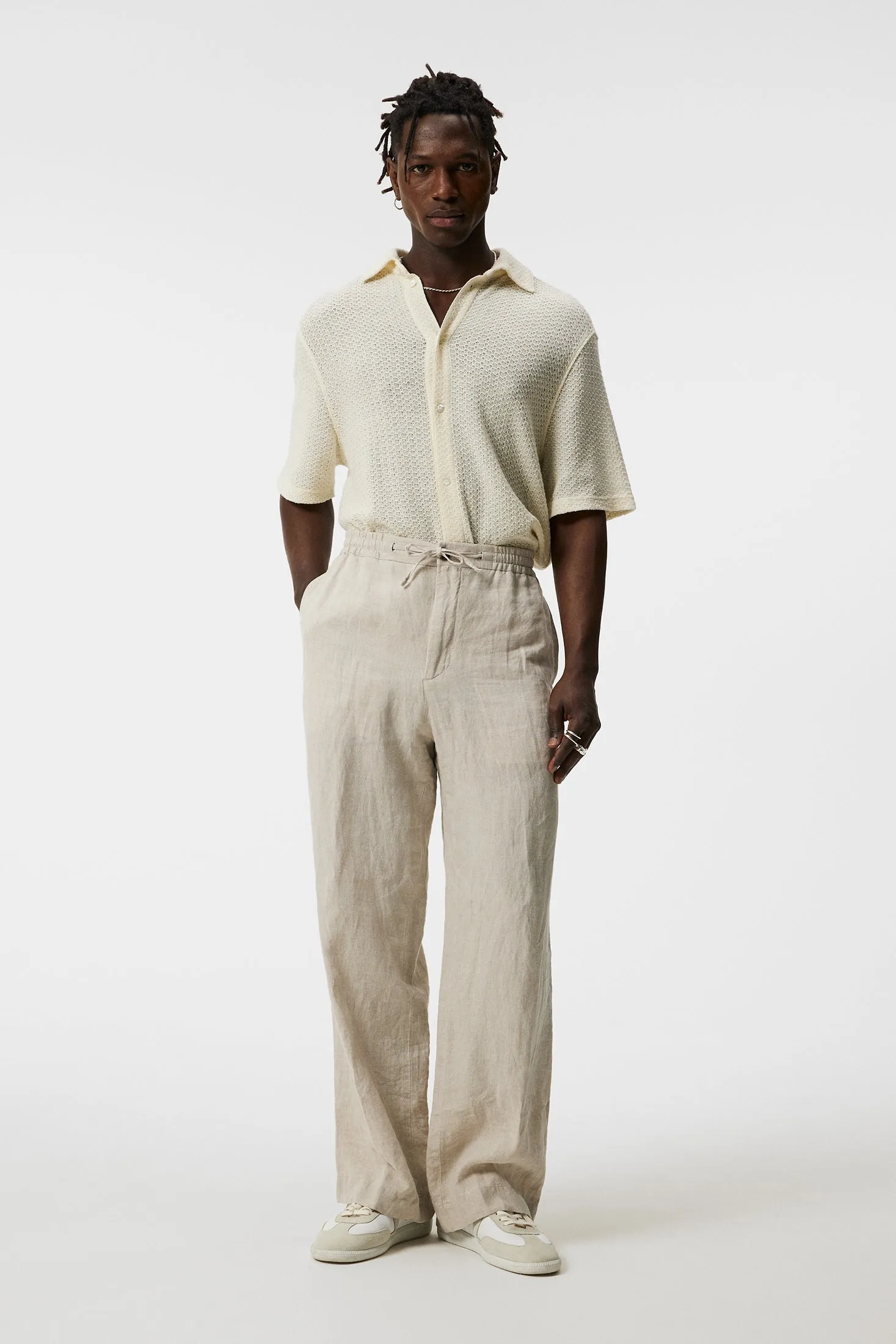 Noah Wide Linen Pants / Cloud White