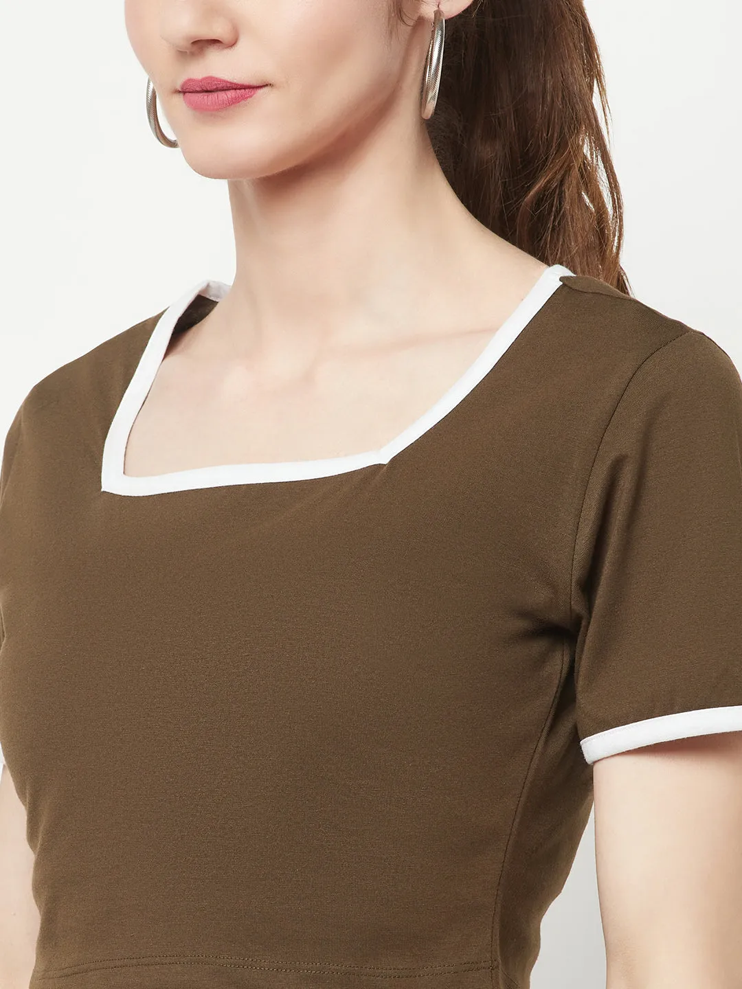 Olive Square Neck Crop Top