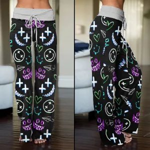 Pastel Emo Pattern Women's High-waisted Wide Leg Pants