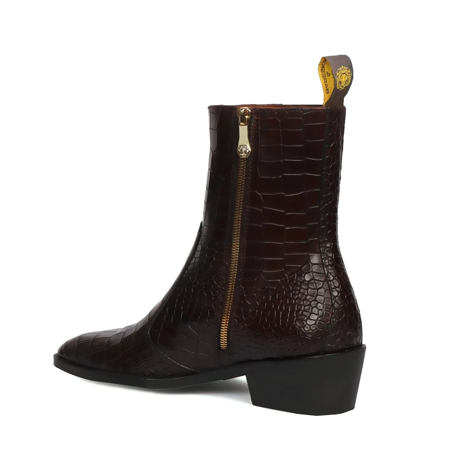 Perfect Cuban Heel Chelsea Boot Stitched Dark Brown Deep Cut Leather With Zip Closure By Brune & Bareskin