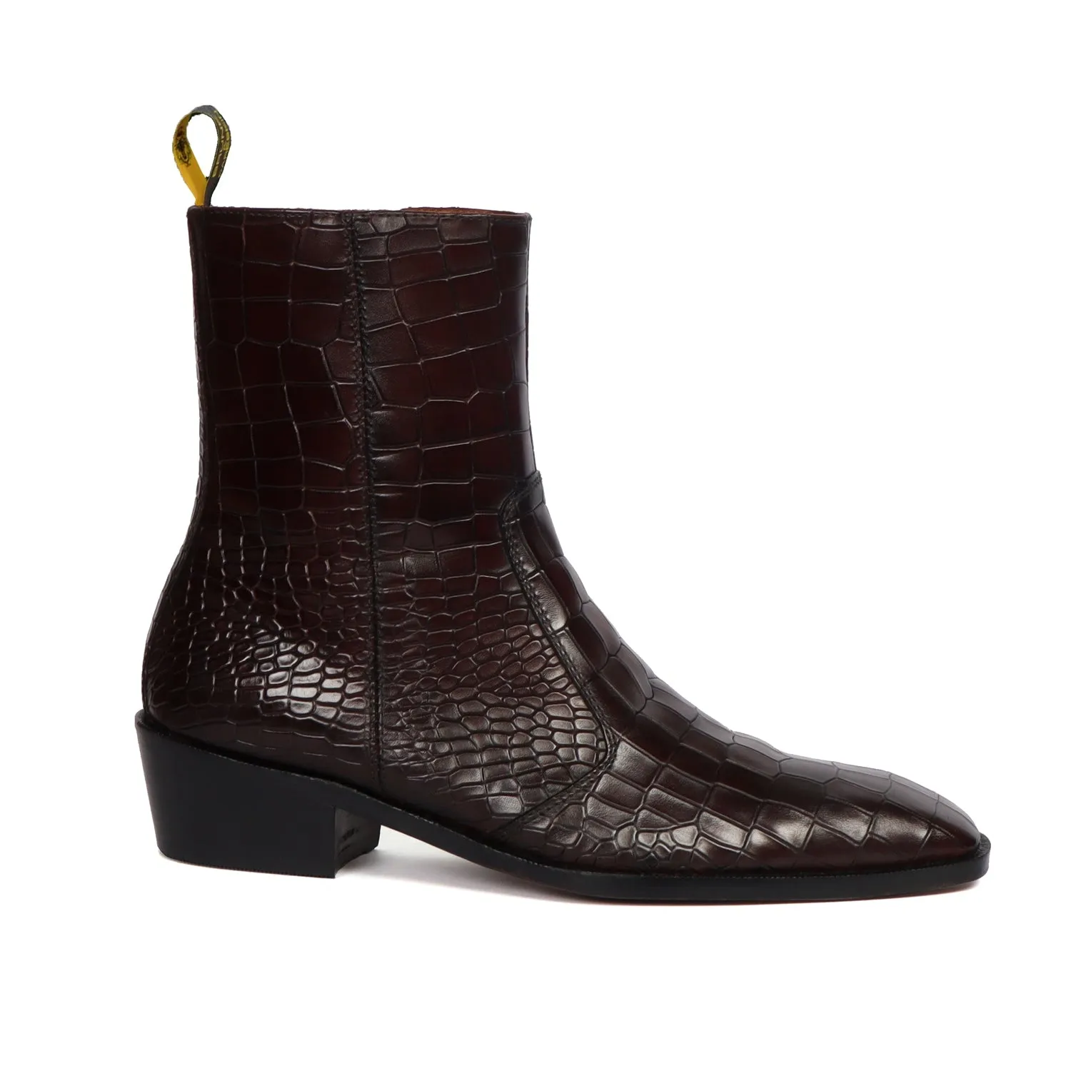 Perfect Cuban Heel Chelsea Boot Stitched Dark Brown Deep Cut Leather With Zip Closure By Brune & Bareskin