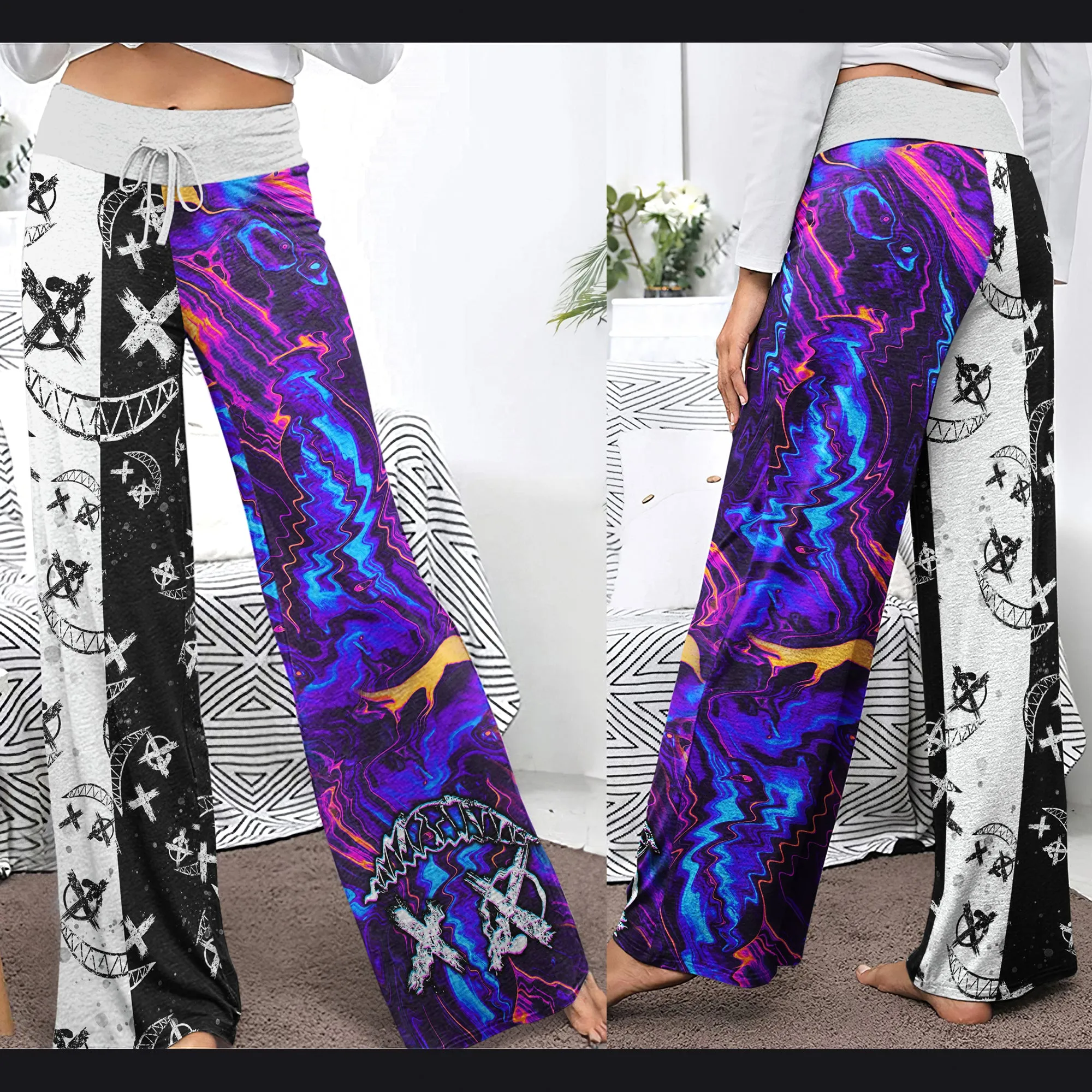 Psycho Art Abstract Women's High-waisted Wide Leg Pants