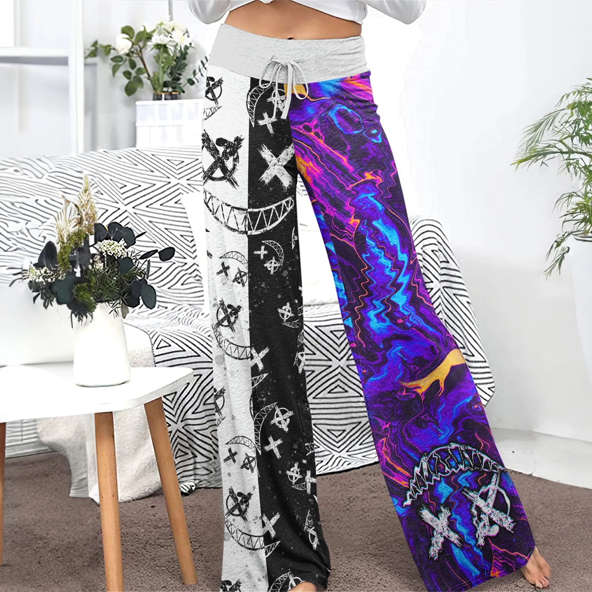 Psycho Art Abstract Women's High-waisted Wide Leg Pants