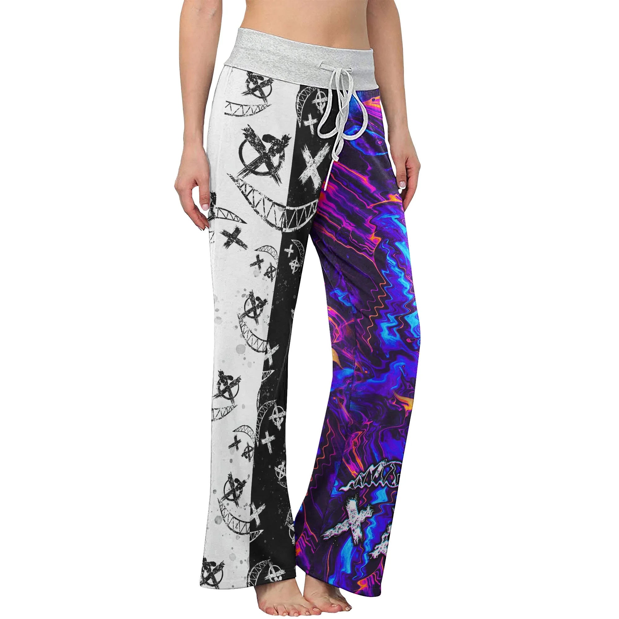 Psycho Art Abstract Women's High-waisted Wide Leg Pants