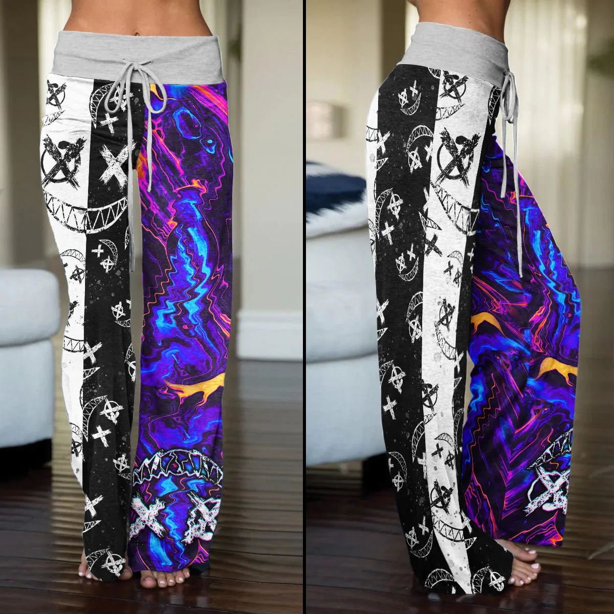 Psycho Art Abstract Women's High-waisted Wide Leg Pants