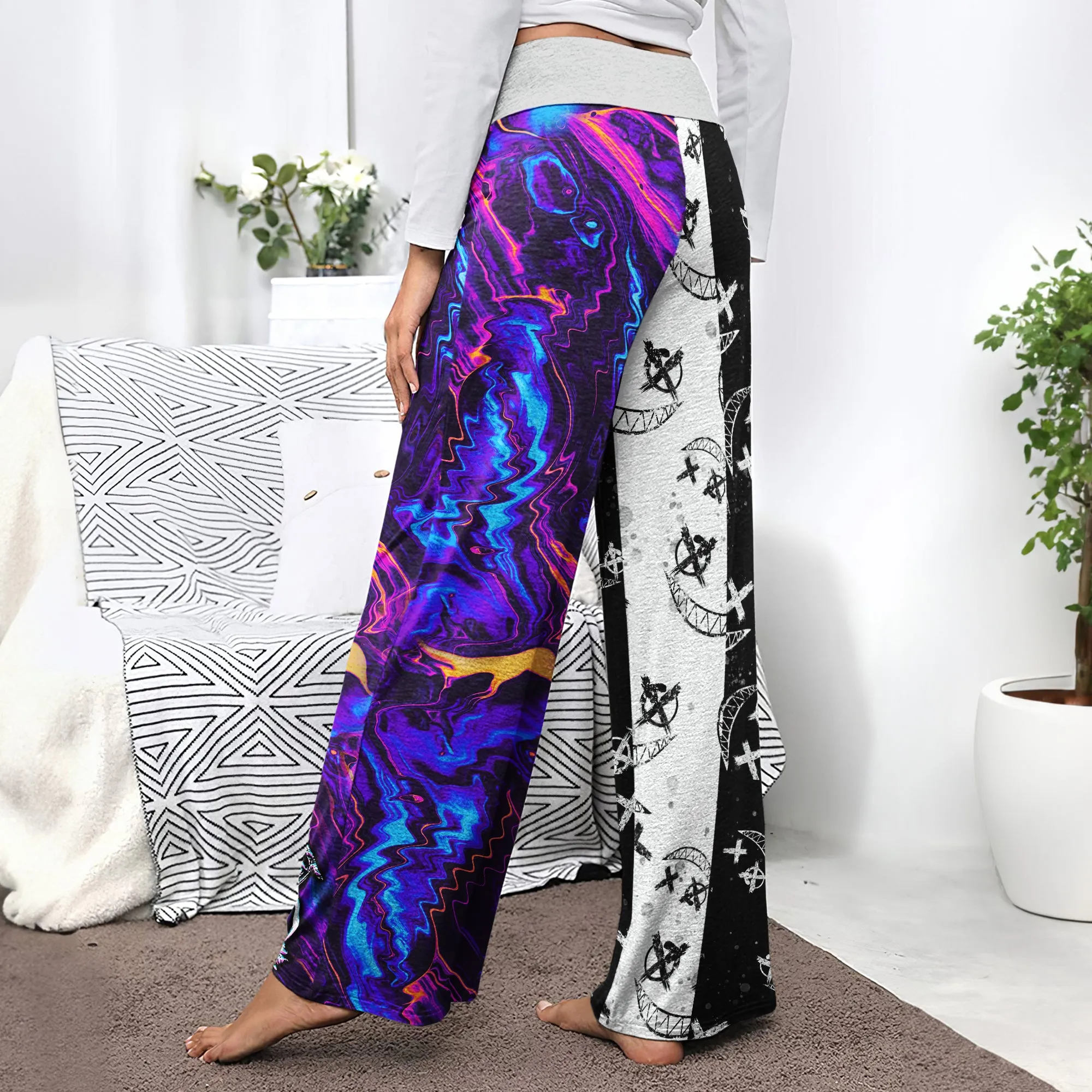 Psycho Art Abstract Women's High-waisted Wide Leg Pants