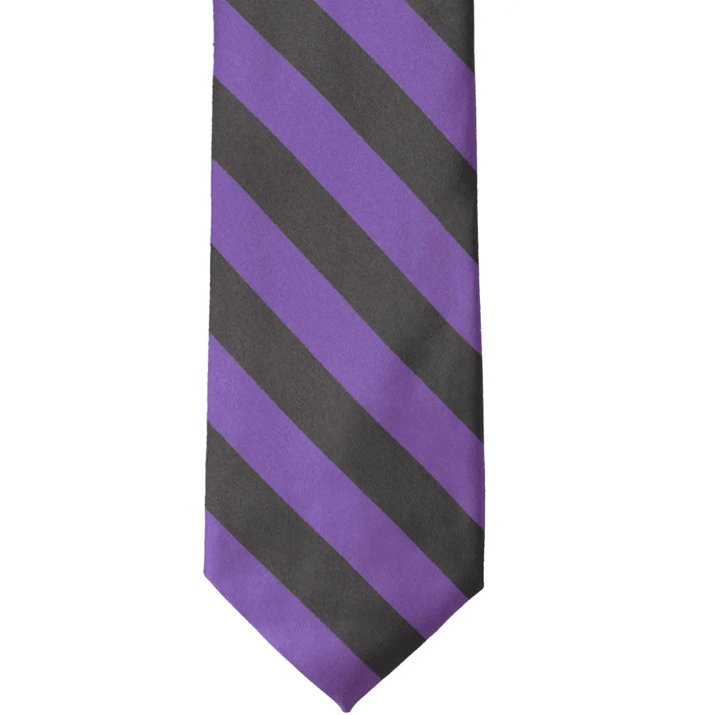 Purple and Dark Gray Striped Tie
