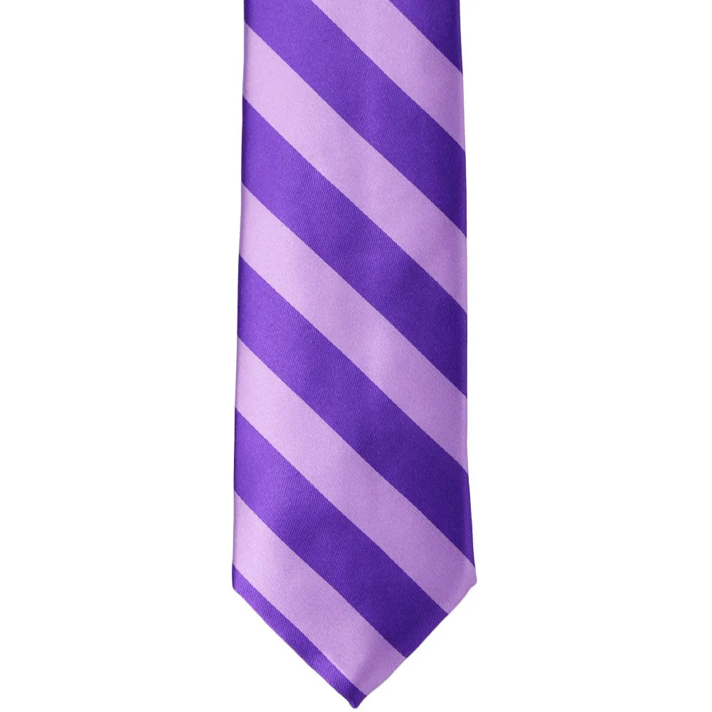 Purple and Lavender Striped Narrow Tie, 3" Width