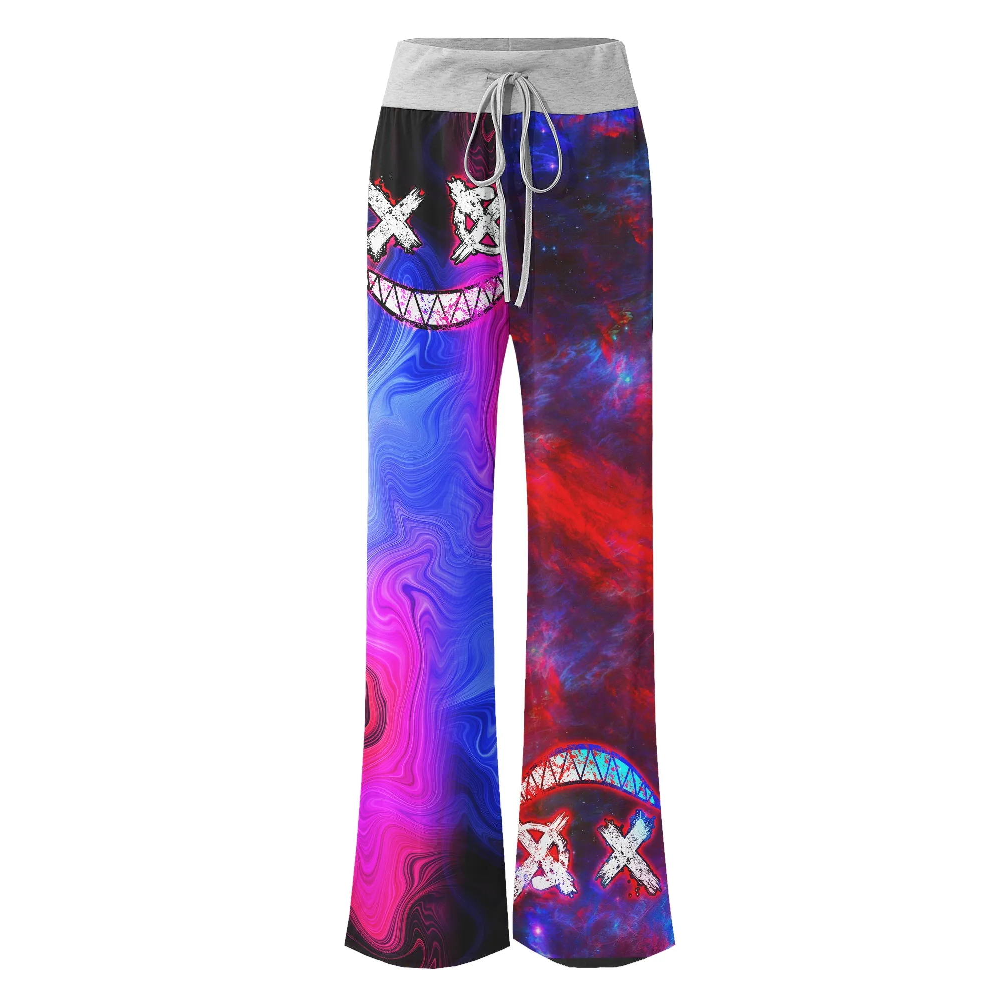 Purple Emo Abstract Women's High-waisted Wide Leg Pants