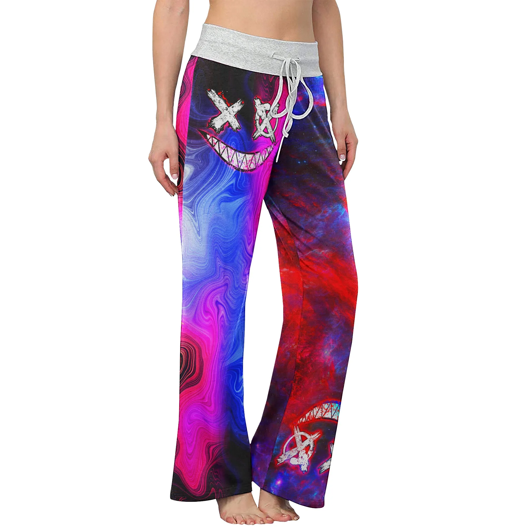 Purple Emo Abstract Women's High-waisted Wide Leg Pants