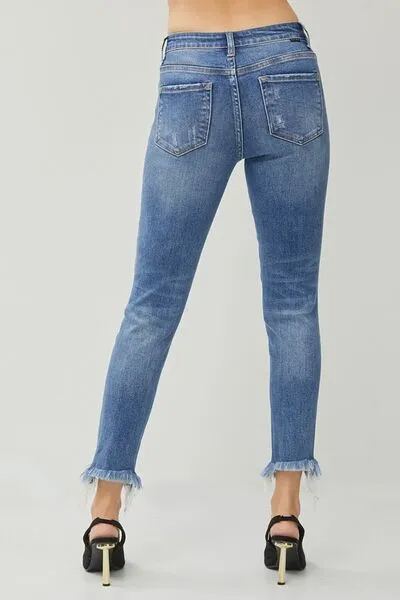 Rhannah - Distressed Frayed Hem Slim Jeans - Risen - Exclusively Online
