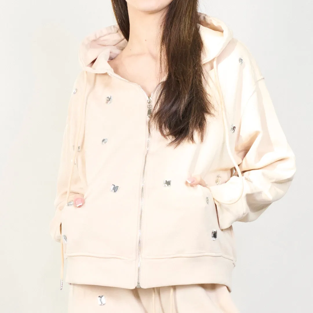 Rhinestone-embellished hoodie and jogger set wholesale