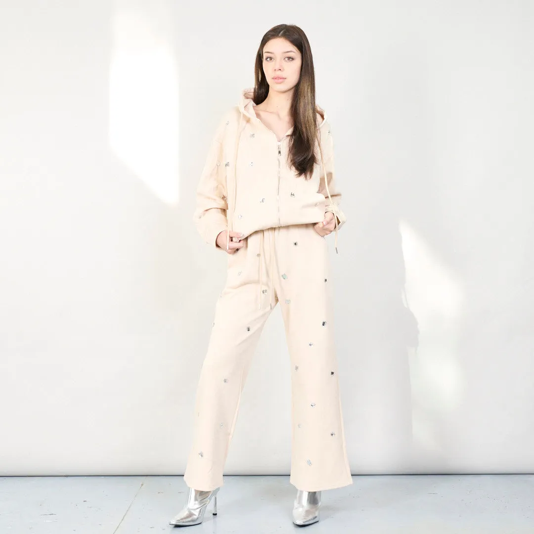 Rhinestone-embellished hoodie and jogger set wholesale