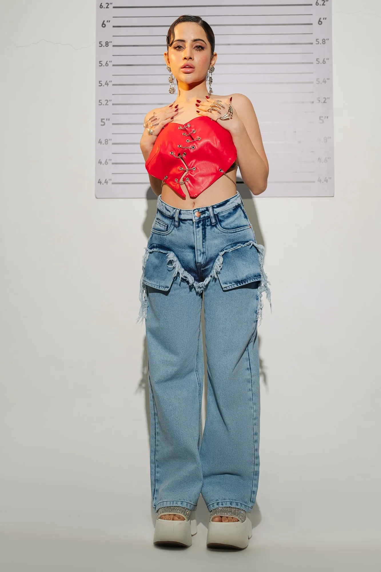 Ripped Detailed Straight Pants