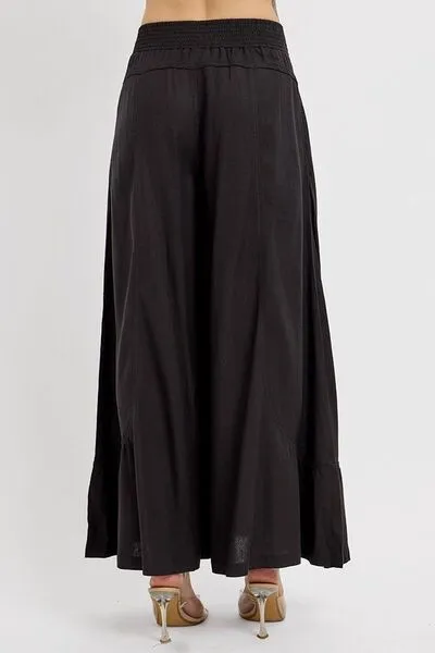 RISEN Shirring Detail Wide Leg Pants