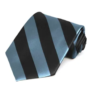Serene Blue and Black Striped Tie