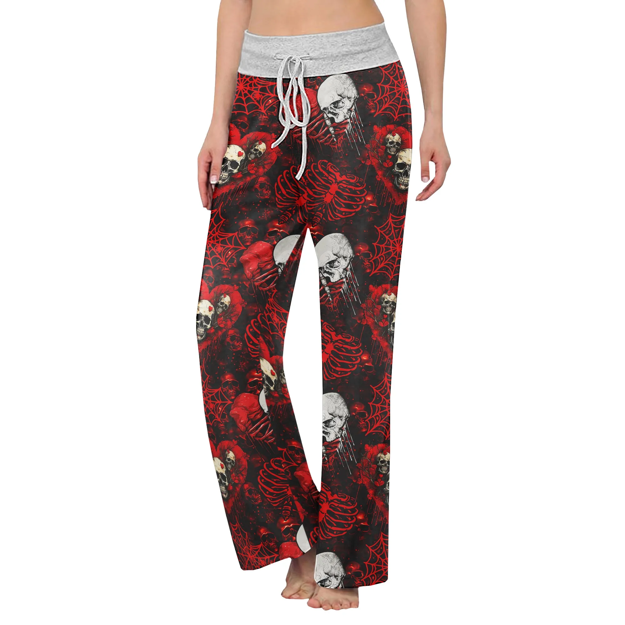 Skull Dark Gothic Women's High-waisted Wide Leg Pants