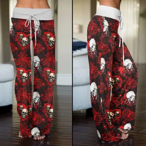 Skull Dark Gothic Women's High-waisted Wide Leg Pants