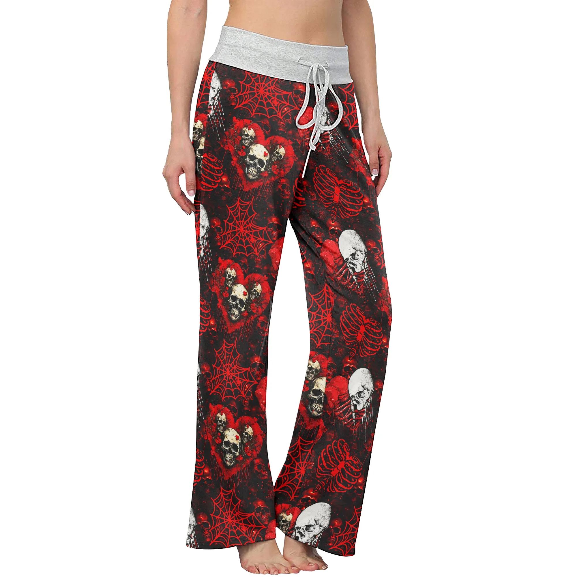 Skull Dark Gothic Women's High-waisted Wide Leg Pants