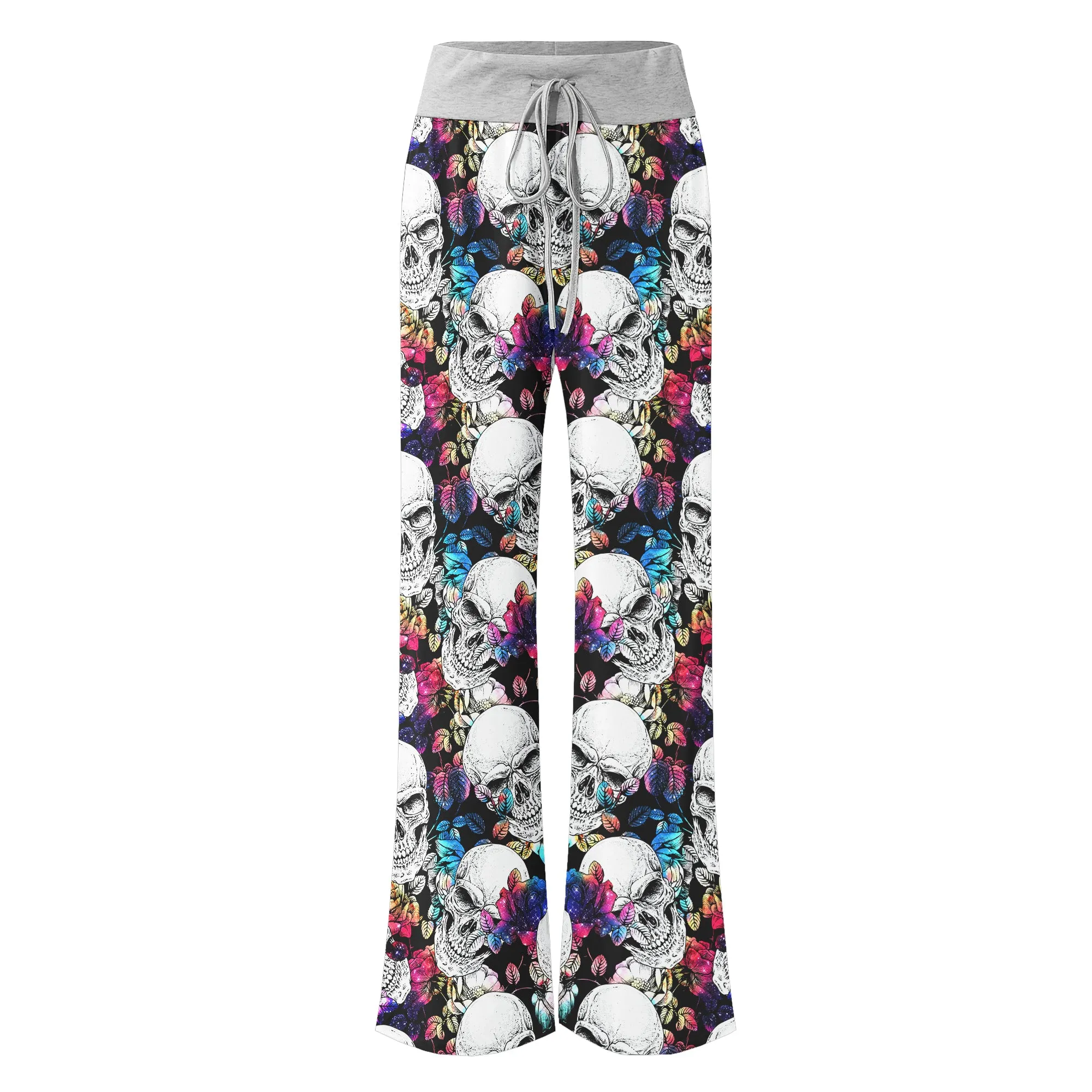 Skull Flower Galaxy Women's High-waisted Wide Leg Pants
