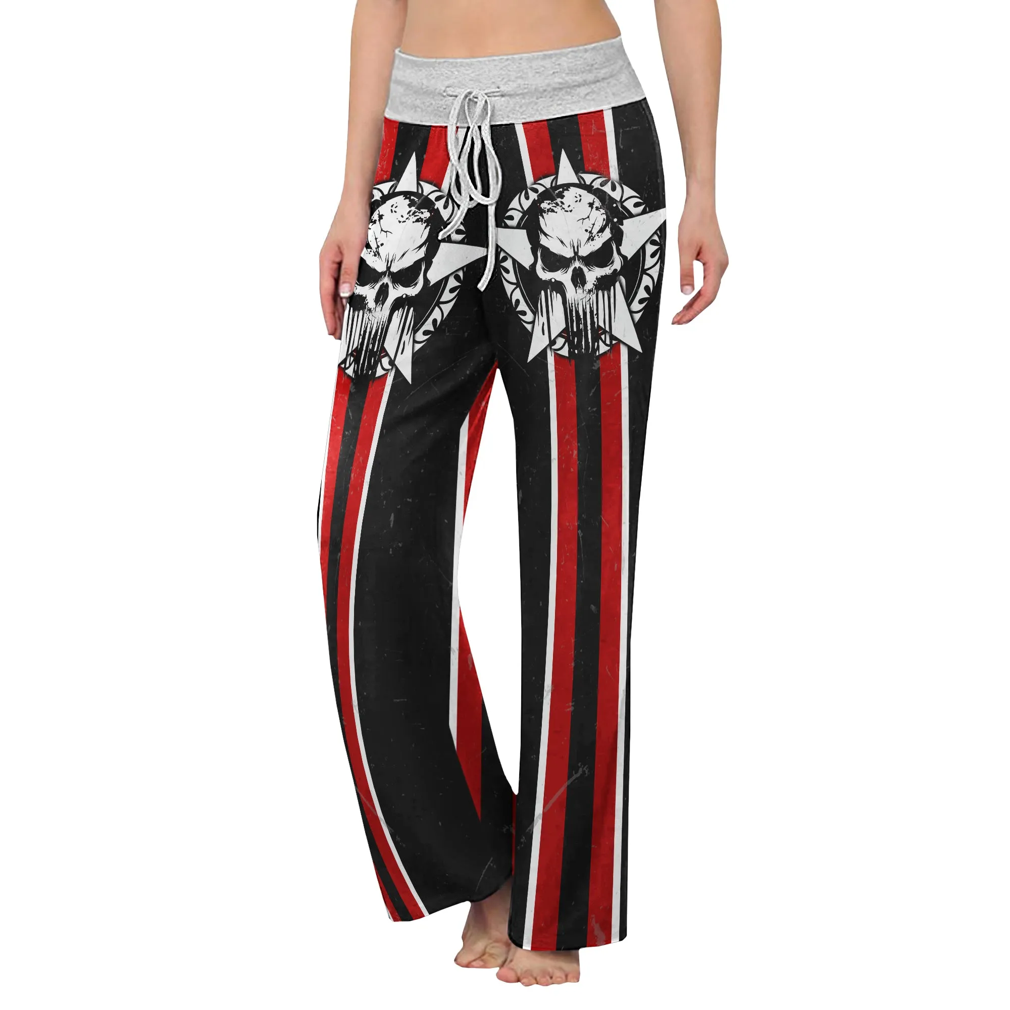 Skull Gocthic Art Women's High-waisted Wide Leg Pants