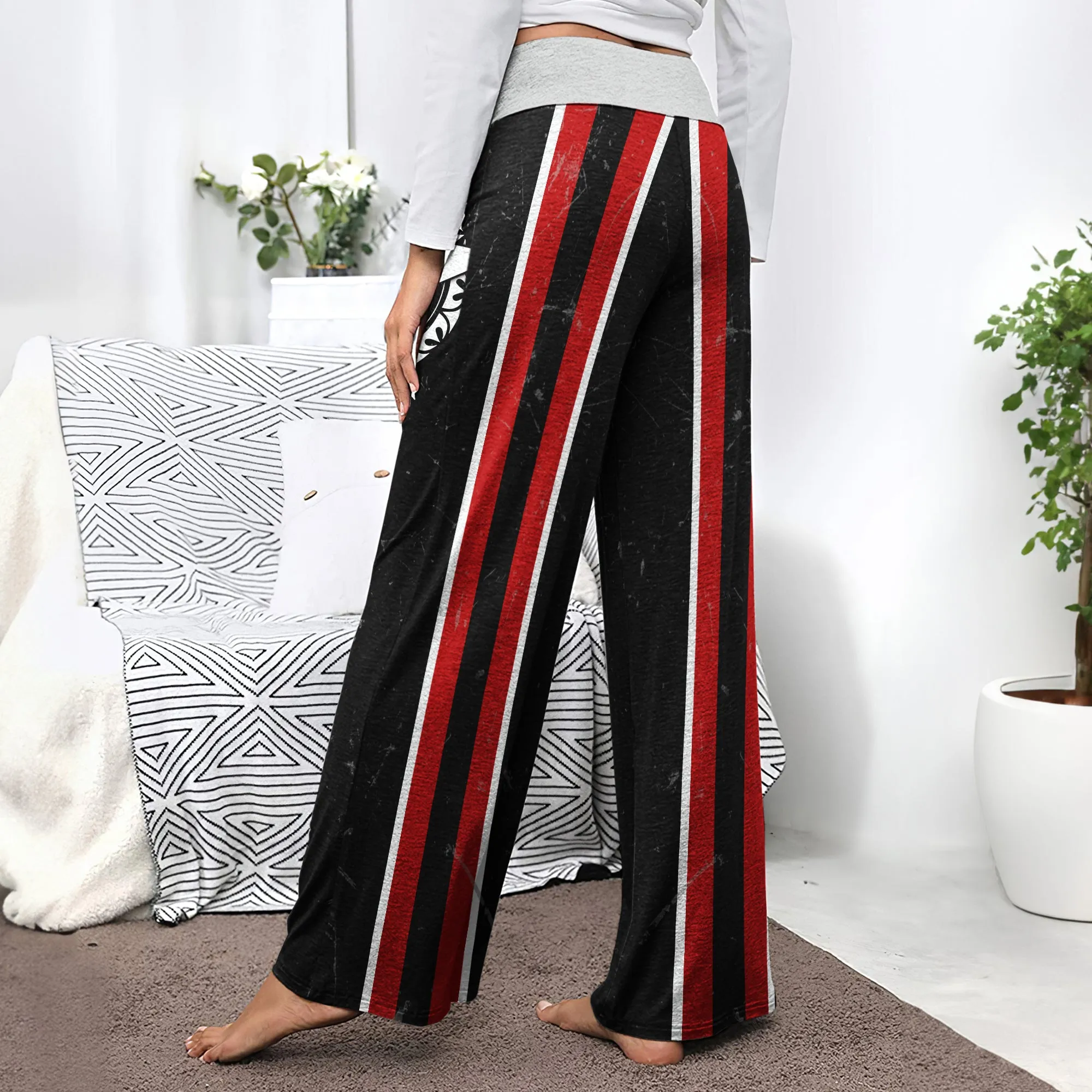 Skull Gocthic Art Women's High-waisted Wide Leg Pants
